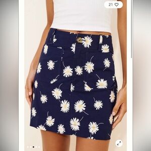 BNWT Anthologie Maeve The Colette Blue Navy Floral Chamomile Printed Mini Skirt